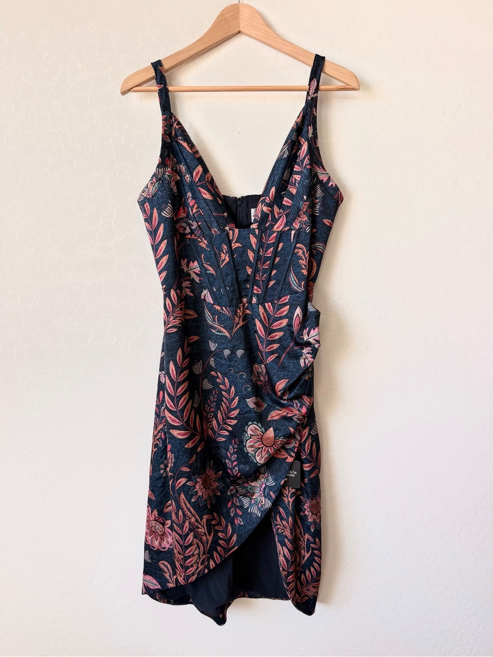 Asymmetrical Black Dress with Floral Print